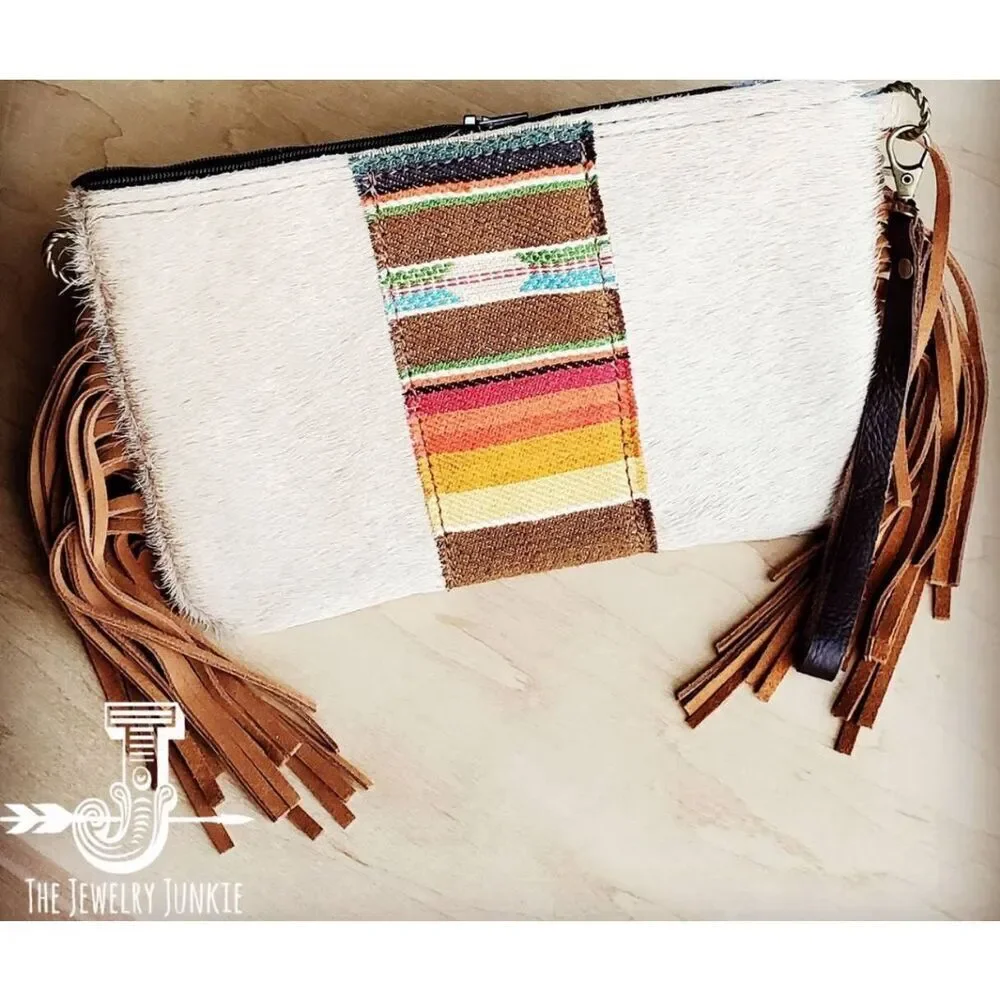 The Jewelry Junkie Hair on Hide Leather Clutch with Fringe